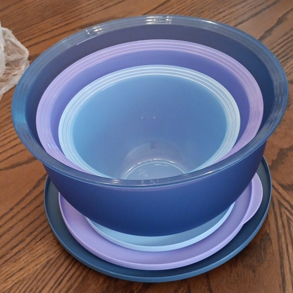 Tupperware Impressions Purple and Blue Bowls Set/3 - Picture 1 of 8